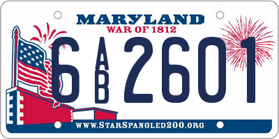 MD license plate 6AB2601