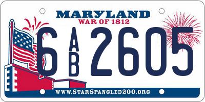 MD license plate 6AB2605