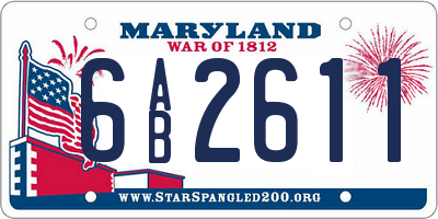 MD license plate 6AB2611