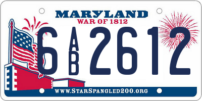 MD license plate 6AB2612