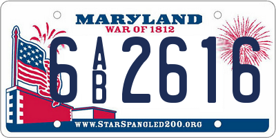 MD license plate 6AB2616