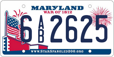 MD license plate 6AB2625