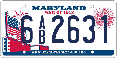 MD license plate 6AB2631