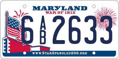 MD license plate 6AB2633