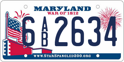 MD license plate 6AB2634