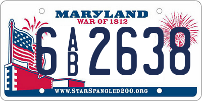 MD license plate 6AB2638