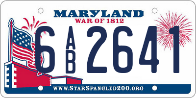 MD license plate 6AB2641
