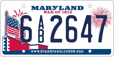 MD license plate 6AB2647