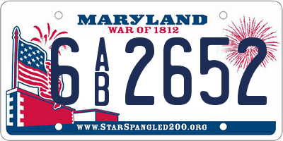 MD license plate 6AB2652