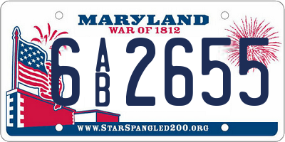 MD license plate 6AB2655