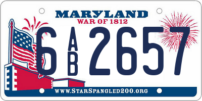MD license plate 6AB2657