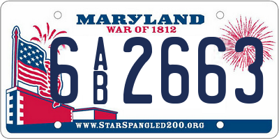 MD license plate 6AB2663