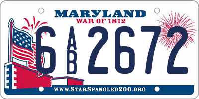 MD license plate 6AB2672