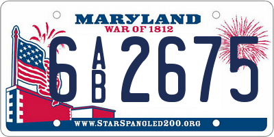 MD license plate 6AB2675
