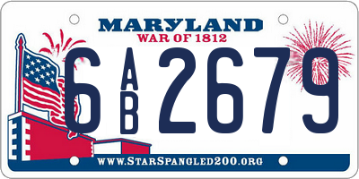 MD license plate 6AB2679