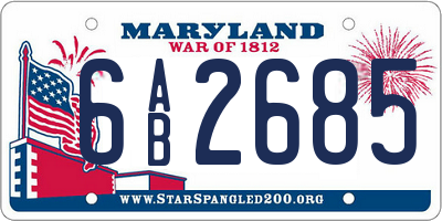 MD license plate 6AB2685