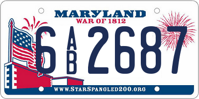 MD license plate 6AB2687