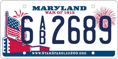 MD license plate 6AB2689