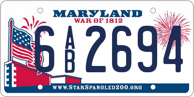 MD license plate 6AB2694
