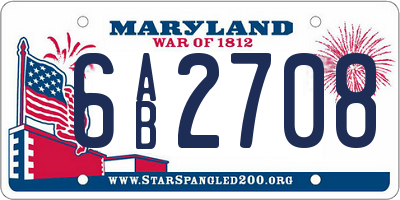 MD license plate 6AB2708