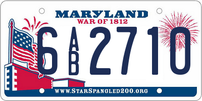 MD license plate 6AB2710