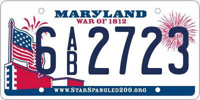 MD license plate 6AB2723