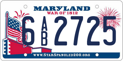 MD license plate 6AB2725