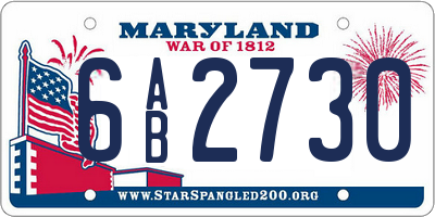 MD license plate 6AB2730