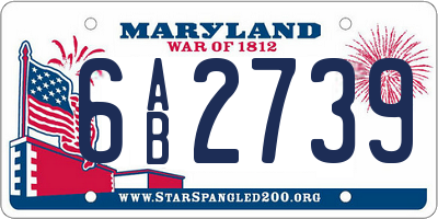 MD license plate 6AB2739