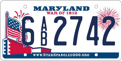 MD license plate 6AB2742