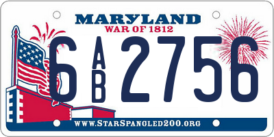 MD license plate 6AB2756