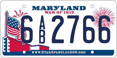 MD license plate 6AB2766