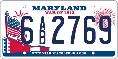 MD license plate 6AB2769