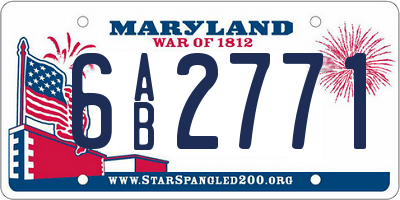 MD license plate 6AB2771