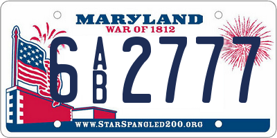 MD license plate 6AB2777