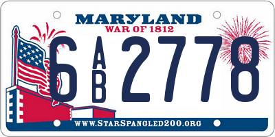 MD license plate 6AB2778