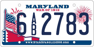MD license plate 6AB2783