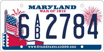 MD license plate 6AB2784