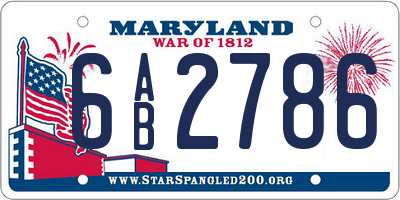 MD license plate 6AB2786