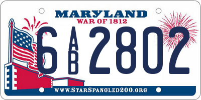 MD license plate 6AB2802