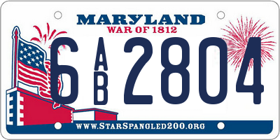 MD license plate 6AB2804