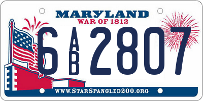 MD license plate 6AB2807