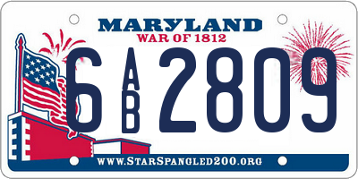 MD license plate 6AB2809