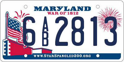 MD license plate 6AB2813