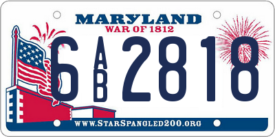 MD license plate 6AB2818