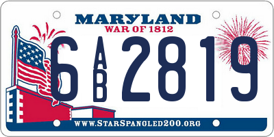 MD license plate 6AB2819