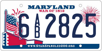 MD license plate 6AB2825