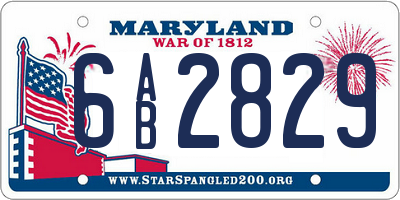 MD license plate 6AB2829