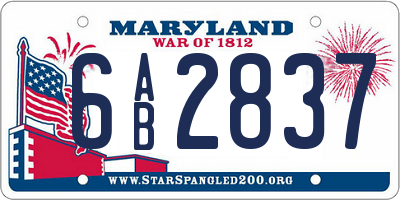 MD license plate 6AB2837