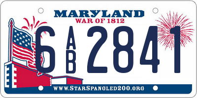 MD license plate 6AB2841